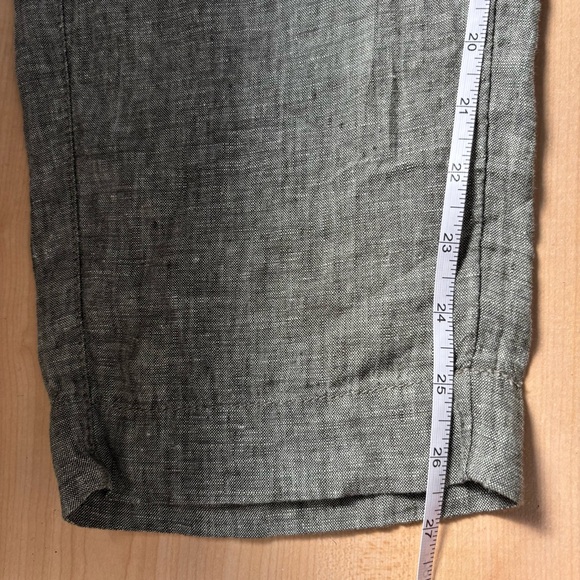 Athleta Voyager 100% Linen Olive Green Cropped Pants size 10 - Picture 12 of 13
